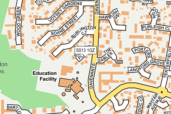 SS13 1QZ map - OS OpenMap – Local (Ordnance Survey) SS13 1QZ map - OS OpenMap – Local (Ordnance Survey)