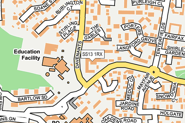 SS13 1RX map - OS OpenMap – Local (Ordnance Survey) SS13 1RX map - OS OpenMap – Local (Ordnance Survey)