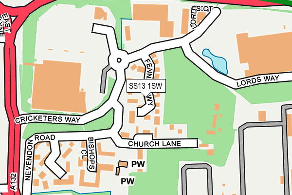 SS13 1SW map - OS OpenMap – Local (Ordnance Survey) SS13 1SW map - OS OpenMap – Local (Ordnance Survey)