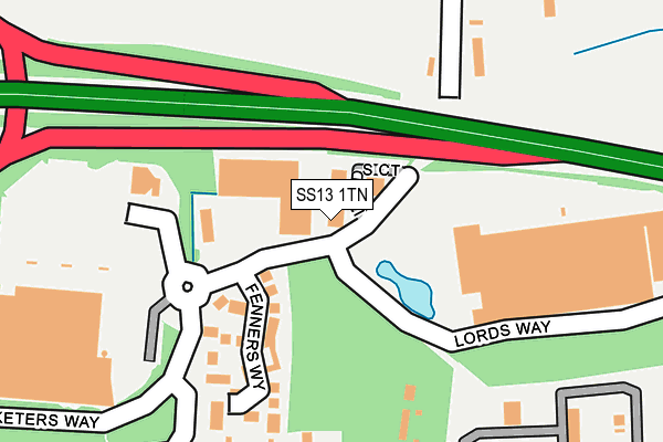 SS13 1TN map - OS OpenMap – Local (Ordnance Survey) SS13 1TN map - OS OpenMap – Local (Ordnance Survey)
