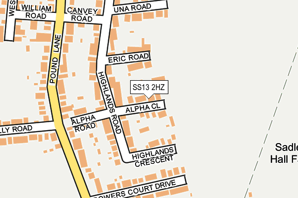 SS13 2HZ map - OS OpenMap – Local (Ordnance Survey) SS13 2HZ map - OS OpenMap – Local (Ordnance Survey)