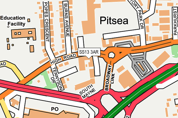 SS13 3AR map - OS OpenMap – Local (Ordnance Survey) SS13 3AR map - OS OpenMap – Local (Ordnance Survey)