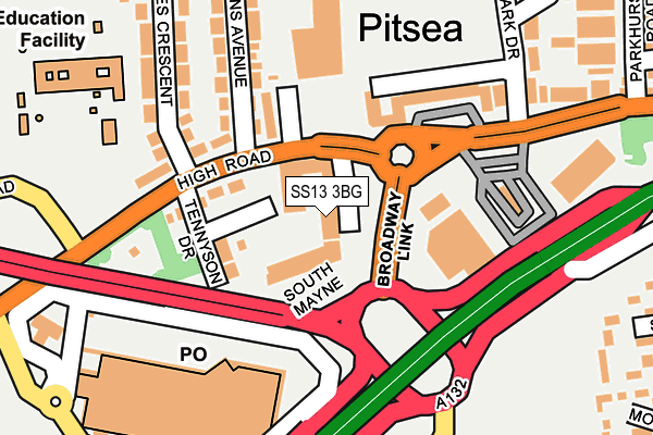 SS13 3BG map - OS OpenMap – Local (Ordnance Survey) SS13 3BG map - OS OpenMap – Local (Ordnance Survey)