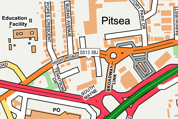 SS13 3BJ map - OS OpenMap – Local (Ordnance Survey) SS13 3BJ map - OS OpenMap – Local (Ordnance Survey)