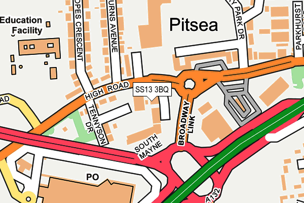 SS13 3BQ map - OS OpenMap – Local (Ordnance Survey) SS13 3BQ map - OS OpenMap – Local (Ordnance Survey)