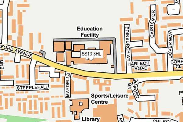 SS13 3HL map - OS OpenMap – Local (Ordnance Survey) SS13 3HL map - OS OpenMap – Local (Ordnance Survey)