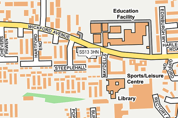 SS13 3HN map - OS OpenMap – Local (Ordnance Survey) SS13 3HN map - OS OpenMap – Local (Ordnance Survey)