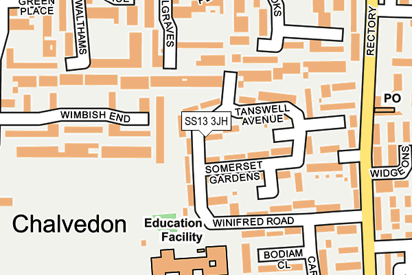 SS13 3JH map - OS OpenMap – Local (Ordnance Survey) SS13 3JH map - OS OpenMap – Local (Ordnance Survey)