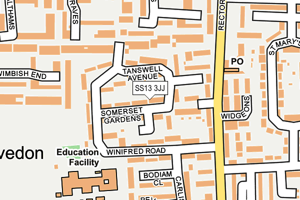 SS13 3JJ map - OS OpenMap – Local (Ordnance Survey) SS13 3JJ map - OS OpenMap – Local (Ordnance Survey)