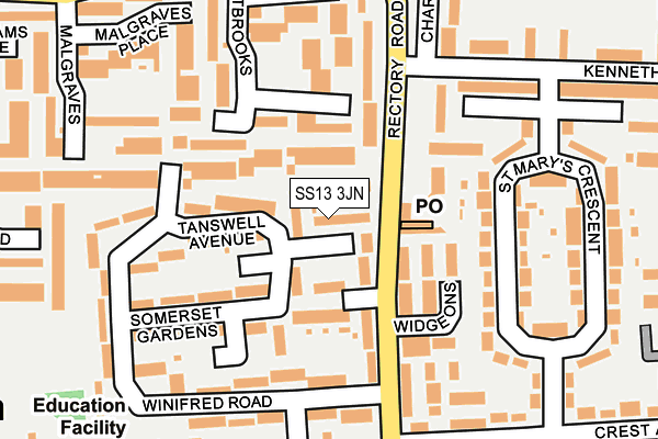 SS13 3JN map - OS OpenMap – Local (Ordnance Survey) SS13 3JN map - OS OpenMap – Local (Ordnance Survey)