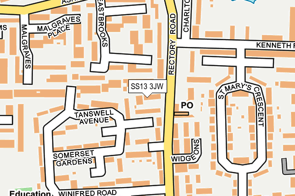 SS13 3JW map - OS OpenMap – Local (Ordnance Survey) SS13 3JW map - OS OpenMap – Local (Ordnance Survey)