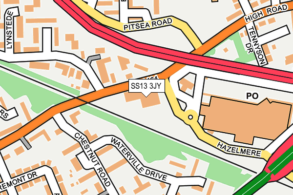 SS13 3JY map - OS OpenMap – Local (Ordnance Survey) SS13 3JY map - OS OpenMap – Local (Ordnance Survey)