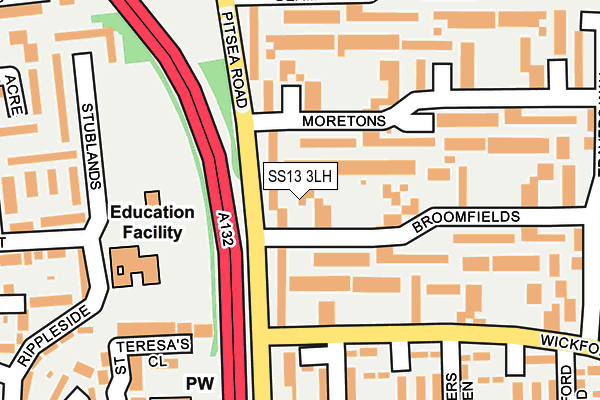 SS13 3LH map - OS OpenMap – Local (Ordnance Survey) SS13 3LH map - OS OpenMap – Local (Ordnance Survey)