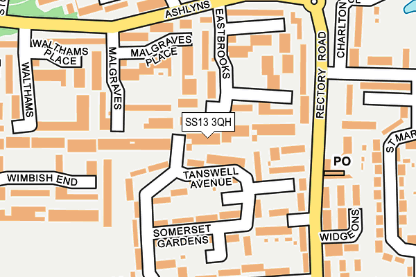 SS13 3QH map - OS OpenMap – Local (Ordnance Survey) SS13 3QH map - OS OpenMap – Local (Ordnance Survey)