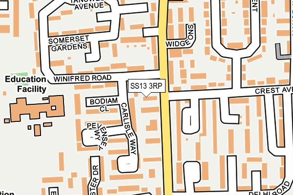 SS13 3RP map - OS OpenMap – Local (Ordnance Survey) SS13 3RP map - OS OpenMap – Local (Ordnance Survey)