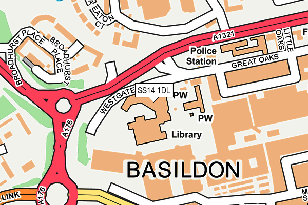 SS14 1DL map - OS OpenMap – Local (Ordnance Survey) SS14 1DL map - OS OpenMap – Local (Ordnance Survey)
