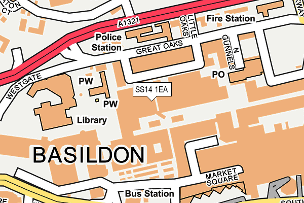 SS14 1EA map - OS OpenMap – Local (Ordnance Survey) SS14 1EA map - OS OpenMap – Local (Ordnance Survey)