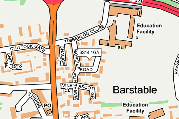SS14 1GA map - OS OpenMap – Local (Ordnance Survey)