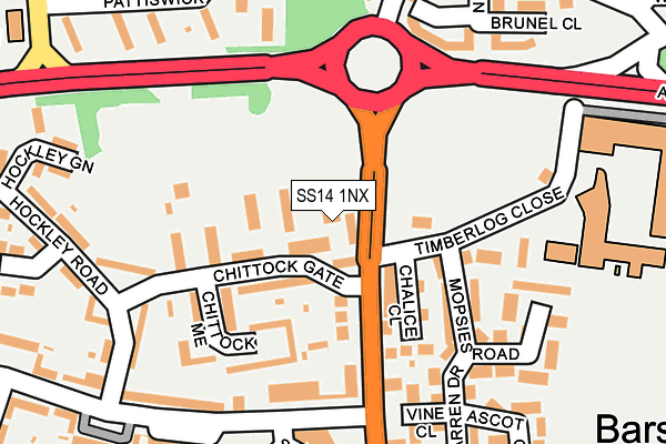 SS14 1NX map - OS OpenMap – Local (Ordnance Survey) SS14 1NX map - OS OpenMap – Local (Ordnance Survey)