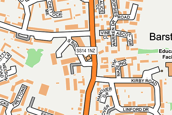 SS14 1NZ map - OS OpenMap – Local (Ordnance Survey) SS14 1NZ map - OS OpenMap – Local (Ordnance Survey)
