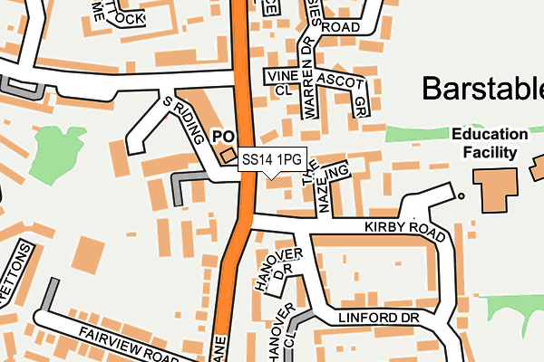 SS14 1PG map - OS OpenMap – Local (Ordnance Survey) SS14 1PG map - OS OpenMap – Local (Ordnance Survey)