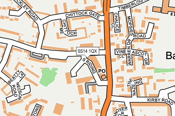 SS14 1QX map - OS OpenMap – Local (Ordnance Survey) SS14 1QX map - OS OpenMap – Local (Ordnance Survey)