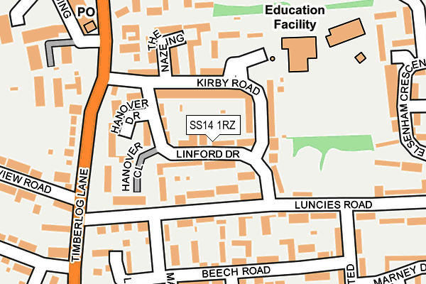 SS14 1RZ map - OS OpenMap – Local (Ordnance Survey) SS14 1RZ map - OS OpenMap – Local (Ordnance Survey)