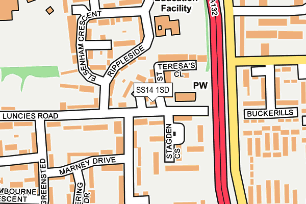 SS14 1SD map - OS OpenMap – Local (Ordnance Survey) SS14 1SD map - OS OpenMap – Local (Ordnance Survey)