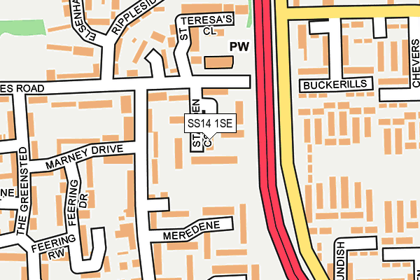 SS14 1SE map - OS OpenMap – Local (Ordnance Survey) SS14 1SE map - OS OpenMap – Local (Ordnance Survey)