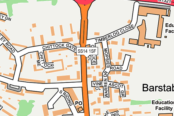 SS14 1SF map - OS OpenMap – Local (Ordnance Survey) SS14 1SF map - OS OpenMap – Local (Ordnance Survey)