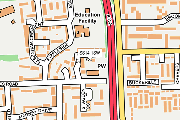 SS14 1SW map - OS OpenMap – Local (Ordnance Survey) SS14 1SW map - OS OpenMap – Local (Ordnance Survey)