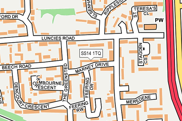 SS14 1TQ map - OS OpenMap – Local (Ordnance Survey) SS14 1TQ map - OS OpenMap – Local (Ordnance Survey)