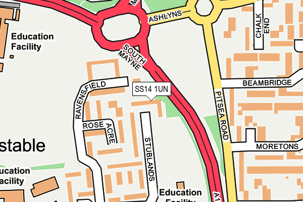SS14 1UN map - OS OpenMap – Local (Ordnance Survey) SS14 1UN map - OS OpenMap – Local (Ordnance Survey)