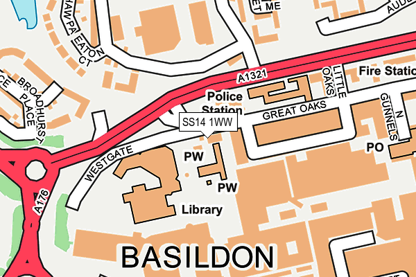 SS14 1WW map - OS OpenMap – Local (Ordnance Survey) SS14 1WW map - OS OpenMap – Local (Ordnance Survey)