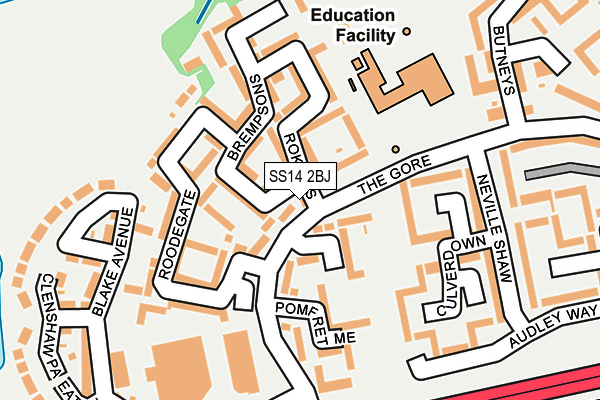 SS14 2BJ map - OS OpenMap – Local (Ordnance Survey) SS14 2BJ map - OS OpenMap – Local (Ordnance Survey)