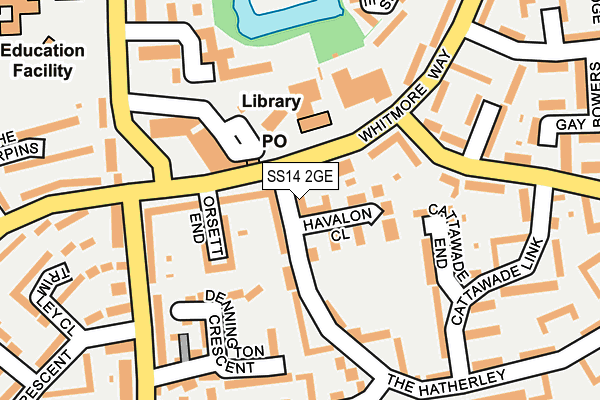 SS14 2GE map - OS OpenMap – Local (Ordnance Survey) SS14 2GE map - OS OpenMap – Local (Ordnance Survey)