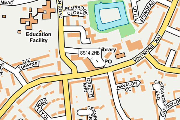 SS14 2HB map - OS OpenMap – Local (Ordnance Survey) SS14 2HB map - OS OpenMap – Local (Ordnance Survey)