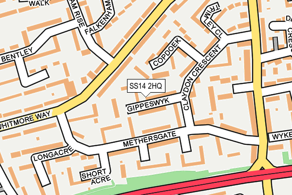 SS14 2HQ map - OS OpenMap – Local (Ordnance Survey) SS14 2HQ map - OS OpenMap – Local (Ordnance Survey)