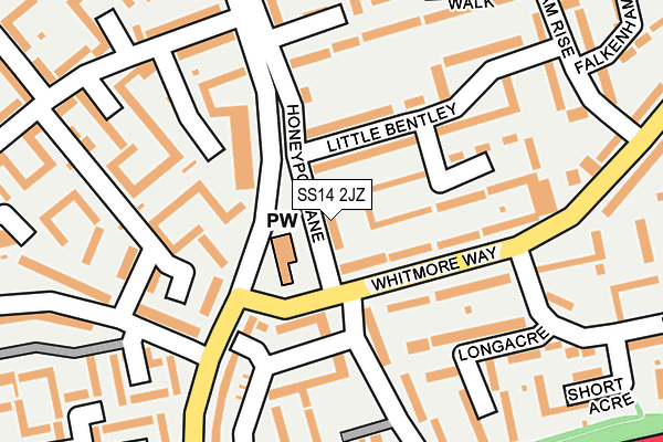 SS14 2JZ map - OS OpenMap – Local (Ordnance Survey) SS14 2JZ map - OS OpenMap – Local (Ordnance Survey)