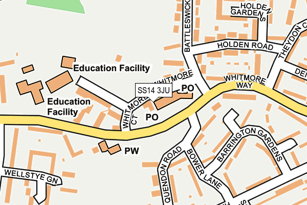 SS14 3JU map - OS OpenMap – Local (Ordnance Survey) SS14 3JU map - OS OpenMap – Local (Ordnance Survey)