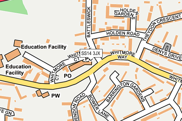 SS14 3JX map - OS OpenMap – Local (Ordnance Survey) SS14 3JX map - OS OpenMap – Local (Ordnance Survey)