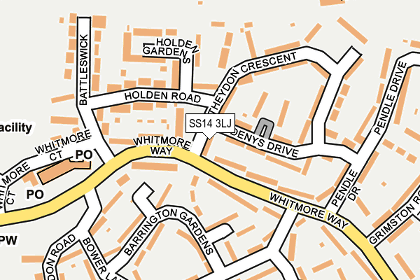 SS14 3LJ map - OS OpenMap – Local (Ordnance Survey) SS14 3LJ map - OS OpenMap – Local (Ordnance Survey)