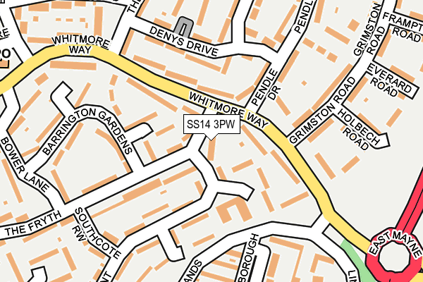 SS14 3PW map - OS OpenMap – Local (Ordnance Survey) SS14 3PW map - OS OpenMap – Local (Ordnance Survey)