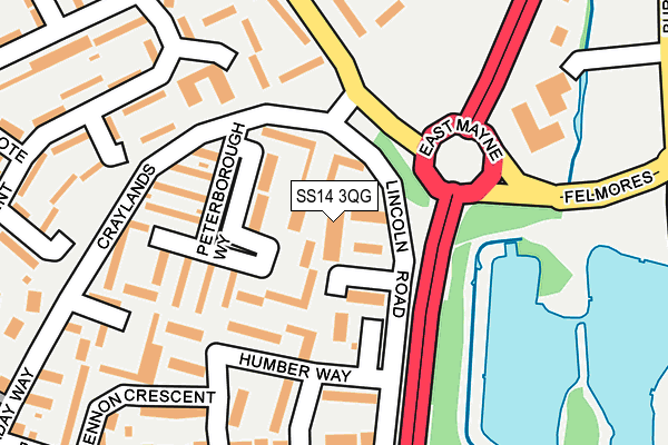 SS14 3QG map - OS OpenMap – Local (Ordnance Survey) SS14 3QG map - OS OpenMap – Local (Ordnance Survey)