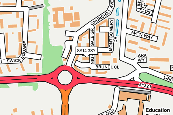 SS14 3SY map - OS OpenMap – Local (Ordnance Survey) SS14 3SY map - OS OpenMap – Local (Ordnance Survey)