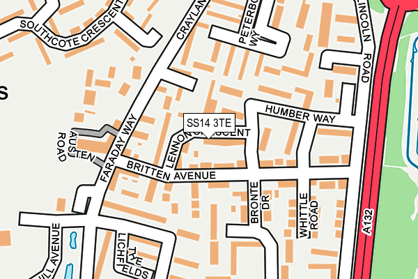 SS14 3TE map - OS OpenMap – Local (Ordnance Survey) SS14 3TE map - OS OpenMap – Local (Ordnance Survey)