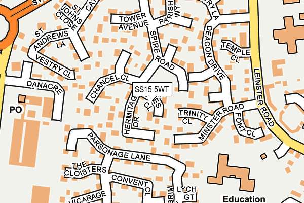 SS15 5WT map - OS OpenMap – Local (Ordnance Survey) SS15 5WT map - OS OpenMap – Local (Ordnance Survey)