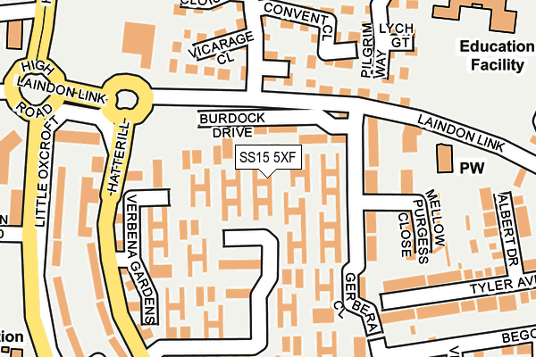 SS15 5XF map - OS OpenMap – Local (Ordnance Survey) SS15 5XF map - OS OpenMap – Local (Ordnance Survey)