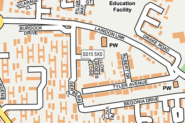 SS15 5XS map - OS OpenMap – Local (Ordnance Survey) SS15 5XS map - OS OpenMap – Local (Ordnance Survey)