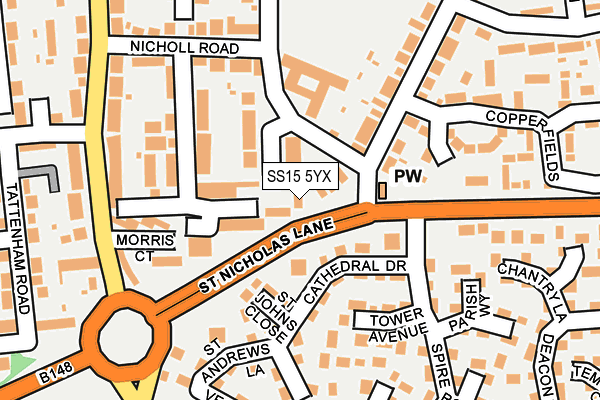 SS15 5YX map - OS OpenMap – Local (Ordnance Survey) SS15 5YX map - OS OpenMap – Local (Ordnance Survey)